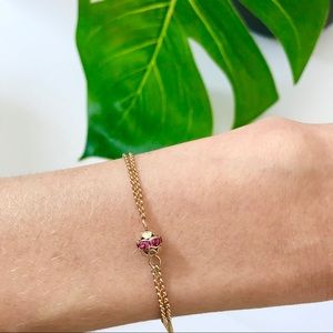 Delicate,pinkzirconia crystal gold plated bracelet